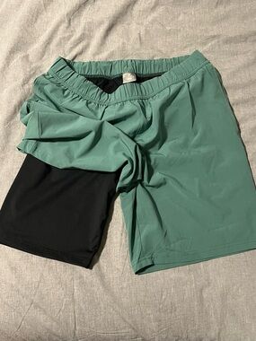 Balance Collection Men's Athletic Shorts in Teal Green and Black
